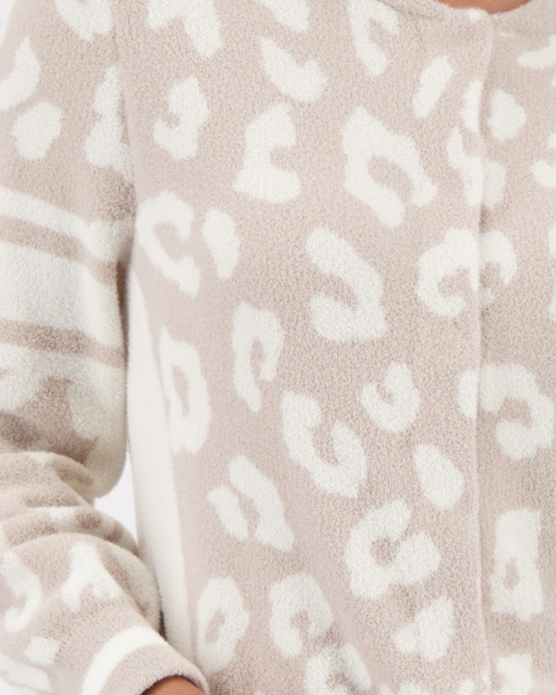 Close-up of textured knit and soft neutral tones