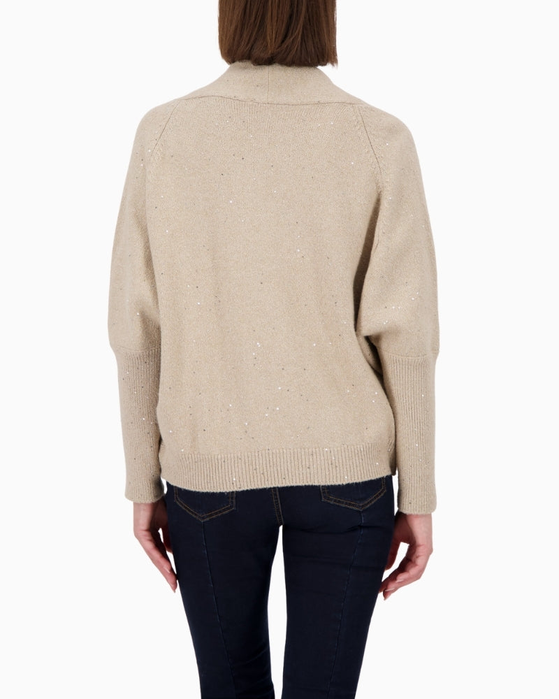 Back view of oversized Monari knit showing relaxed fit