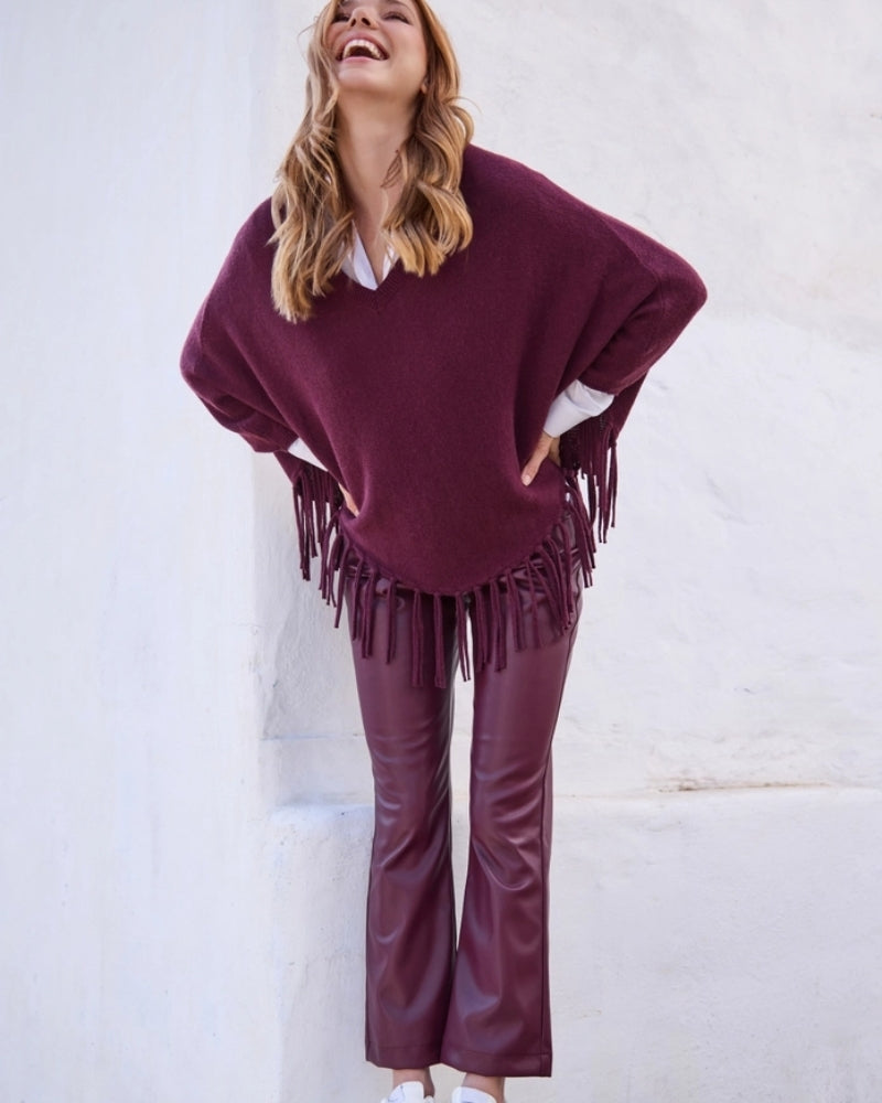 Monari straight-leg leather look trousers with elastic waistband