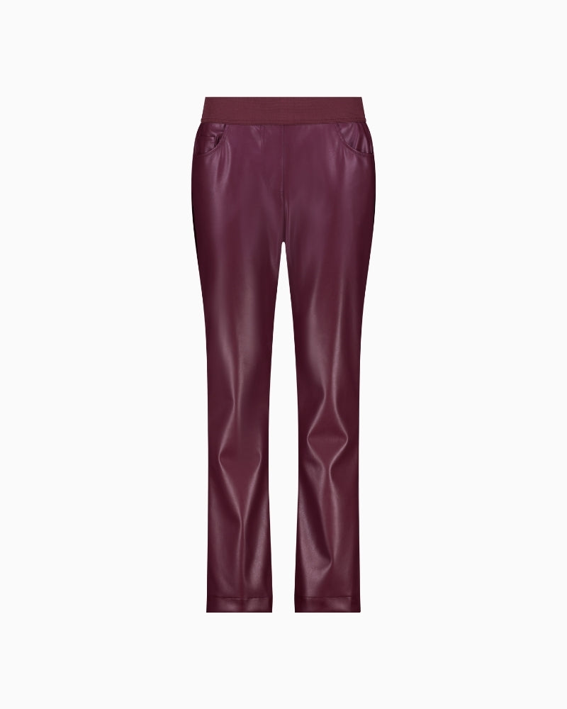 Monari straight-leg leather look trousers with elastic waistband