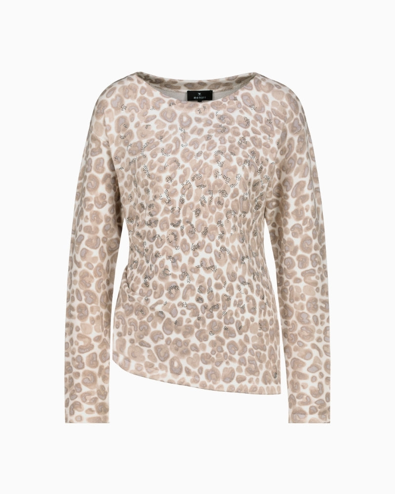 Front view of Monari sweater showing subtle animal-inspired design