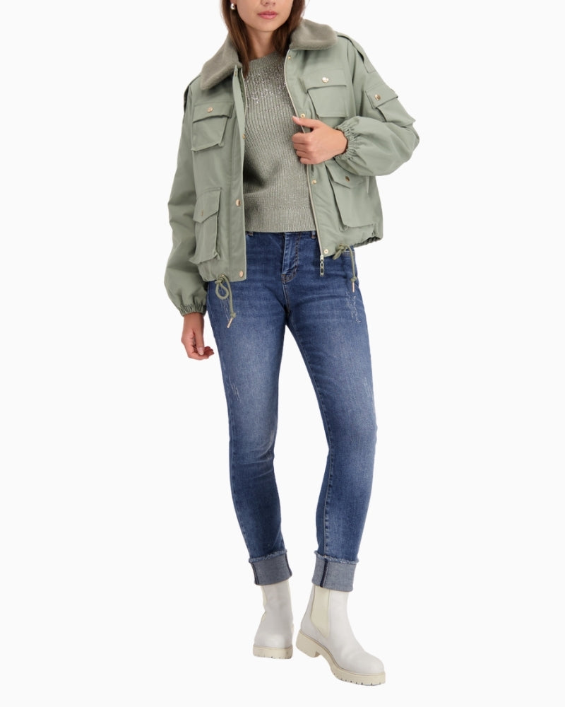 Long sleeve Monari jumper with text design and casual rolled hems