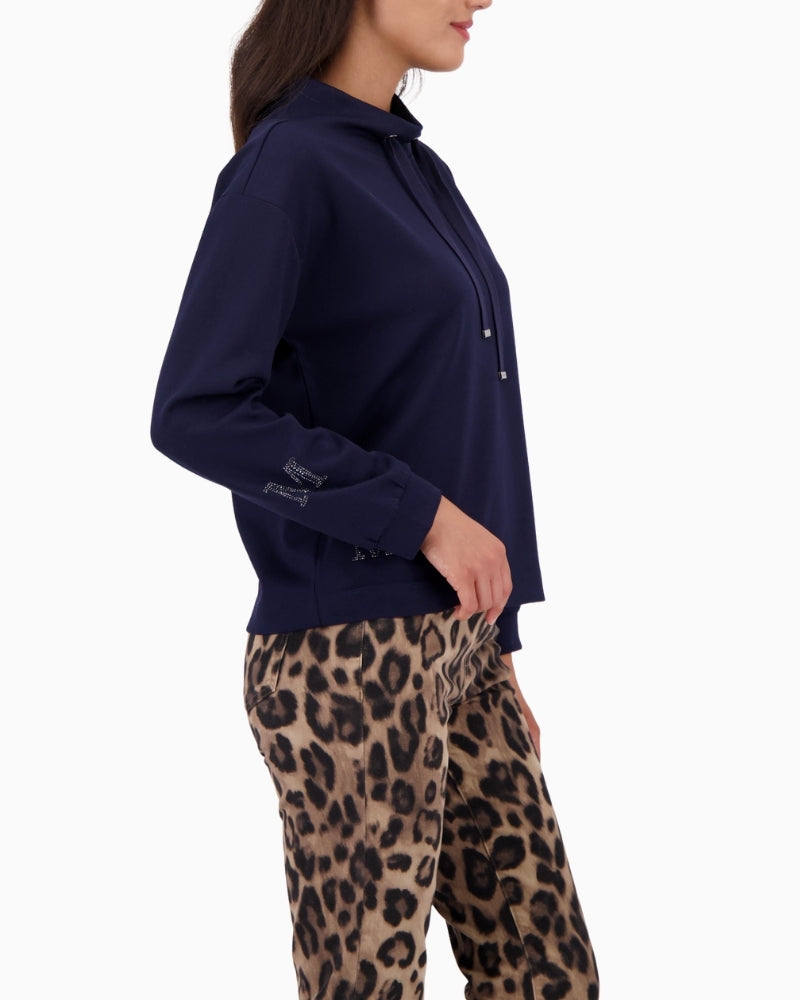 Side view of soft Monari sweatshirt with dropped shoulders