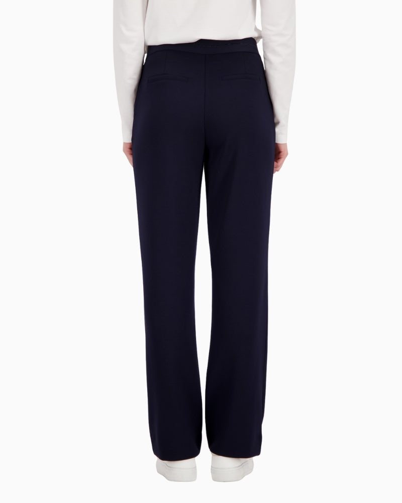 Monari glitter stripe pants navy back view showing waistband – Áines Boutique