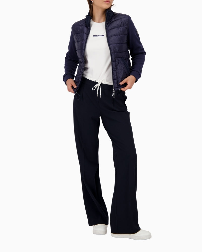 Monari quilted jacket with logo patch and zip front in mixed materials