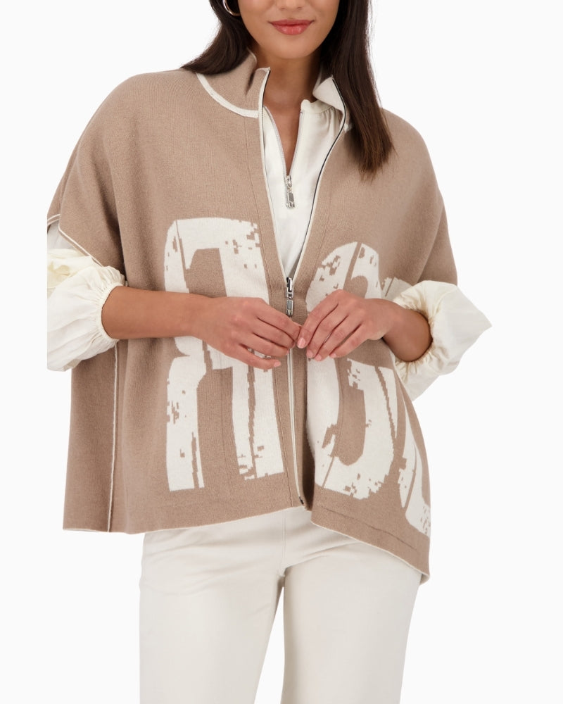 Monari reversible jacquard jacket with oversized fit and stand-up collar