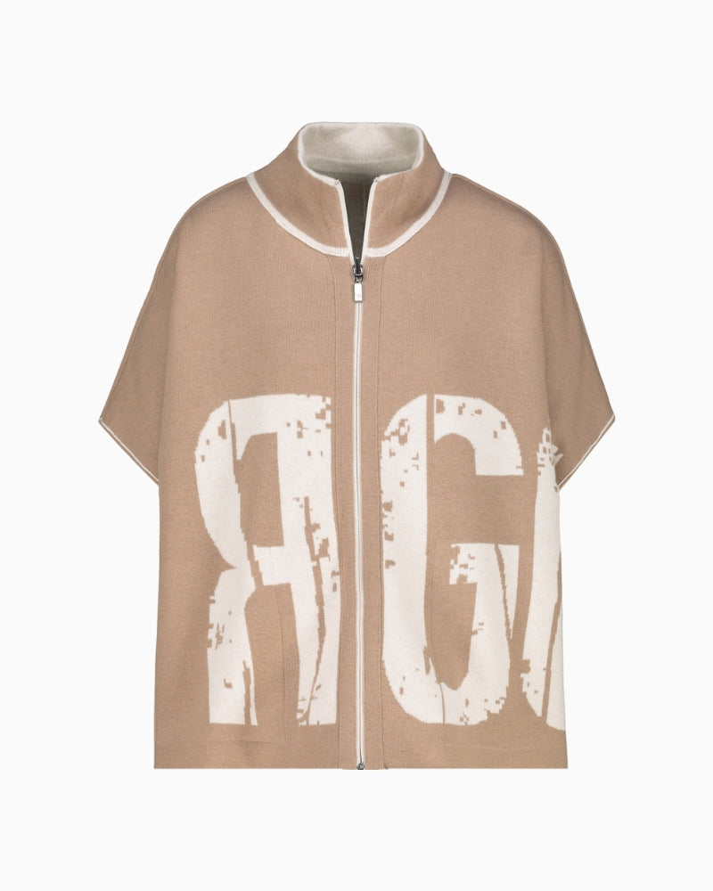 Monari reversible jacquard jacket with oversized fit and stand-up collar