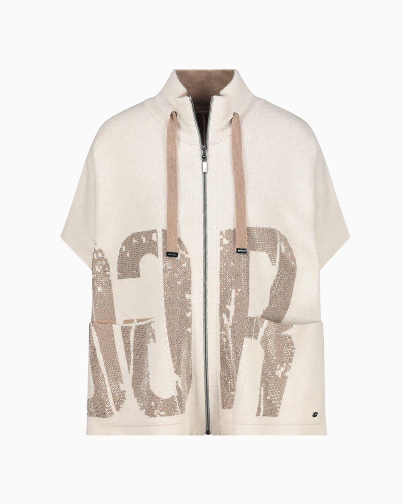 Monari reversible jacquard jacket with oversized fit and stand-up collar