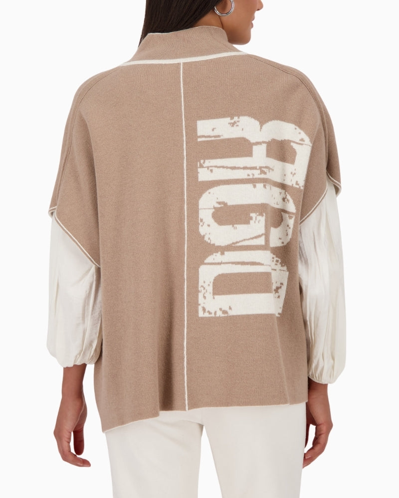 Back view of Monari oversized reversible jacket in wool-viscose blend