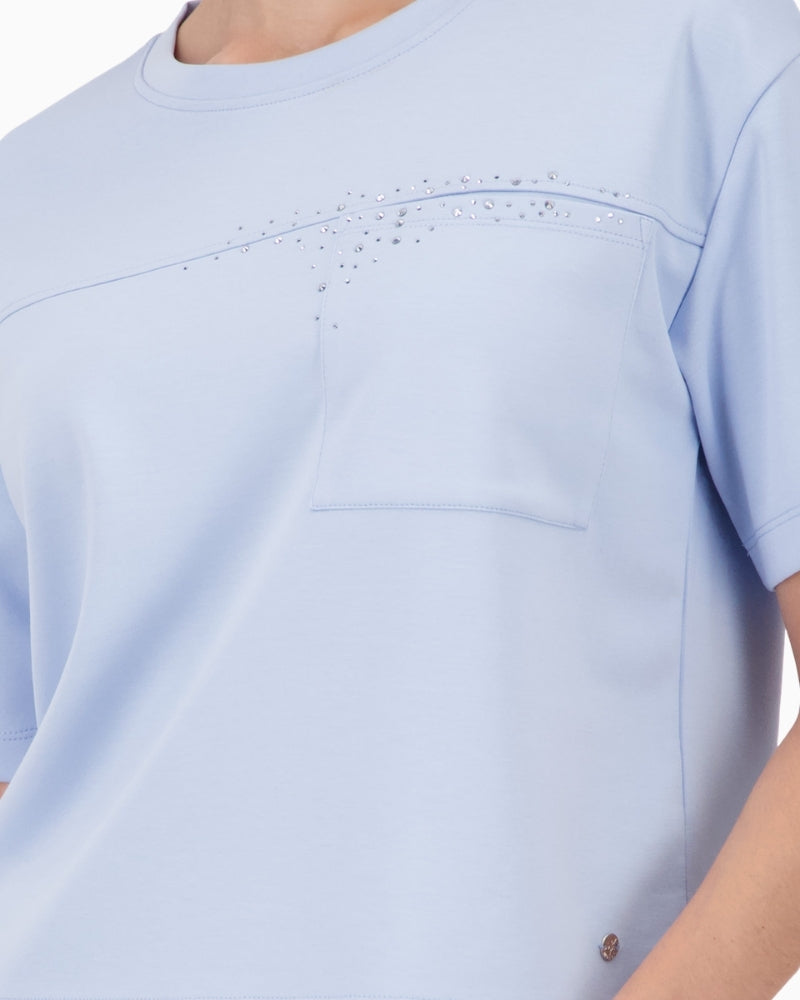 Monari sweatshirt rhinestone detail close-up – Áines Boutique