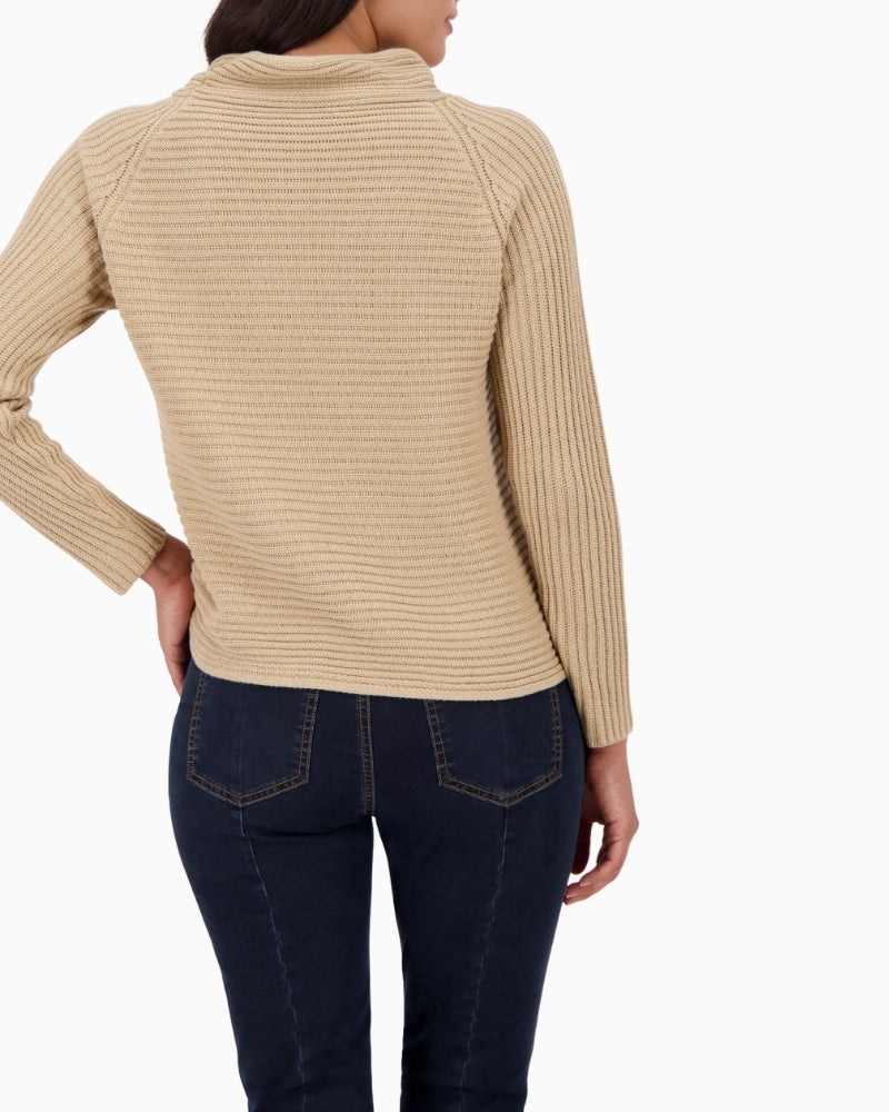 Back view of Monari ribbed jumper showing relaxed fit and long sleeves