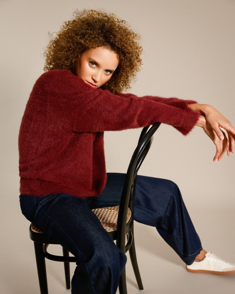 Monari ribbed jumper in cotton blend with round neck