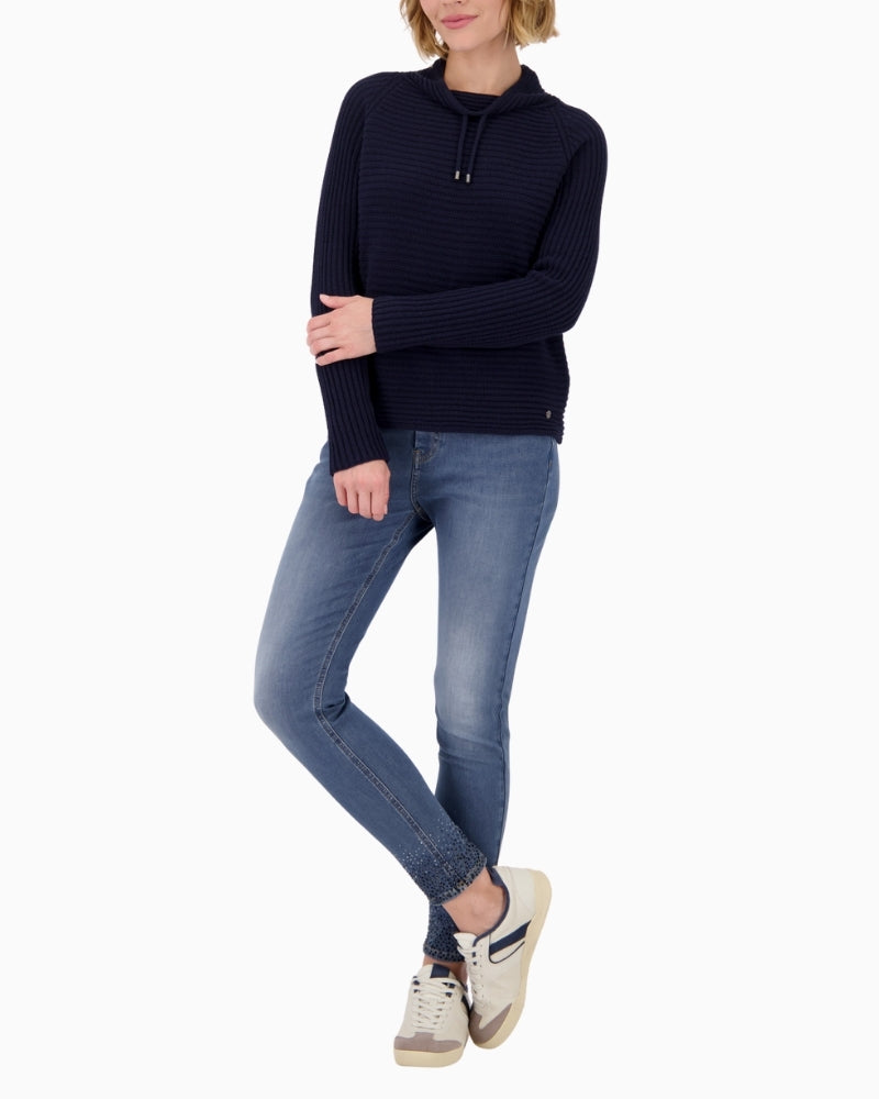 Women’s navy everyday jumper in ribbed knit by Monari