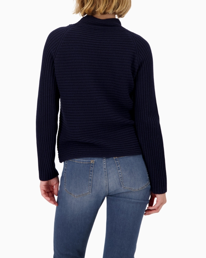Back view of Monari ribbed cotton jumper showing classic fit