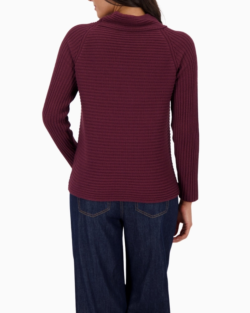 Back view of straight-fit Monari ribbed sweater