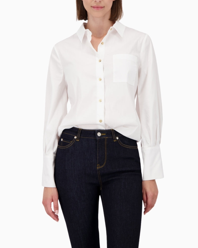 Monari white shirt blouse with decorative buttons and regular fit