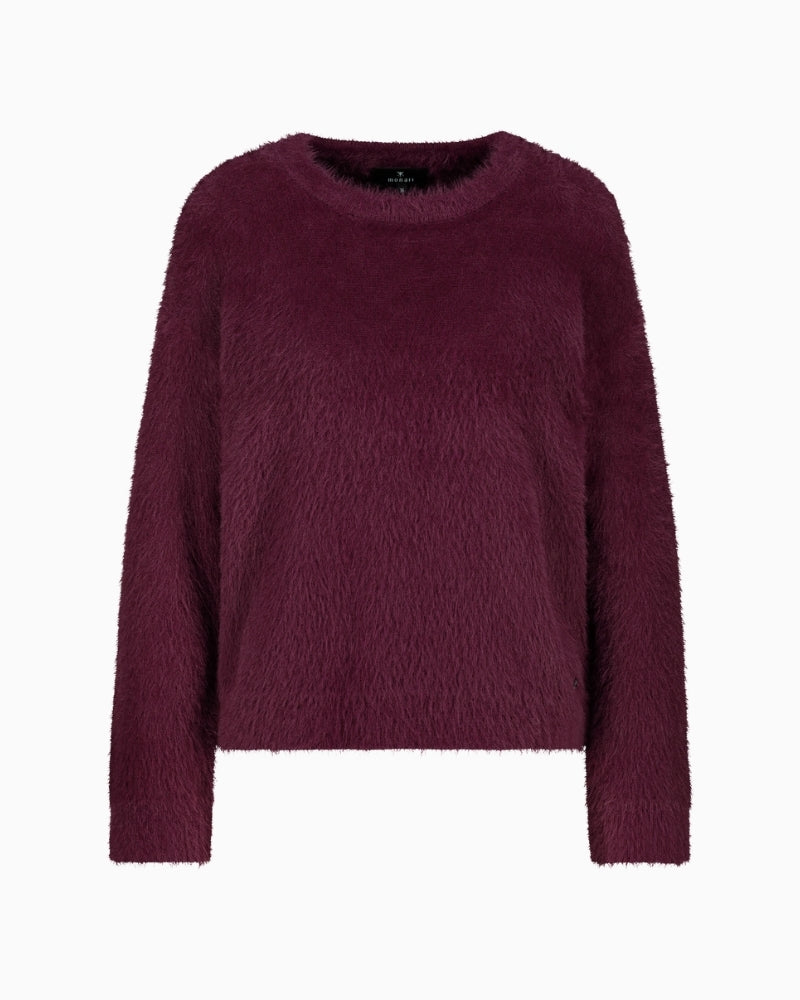 Front view of Monari Bordeaux cotton blend sweater with round neck