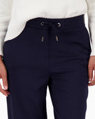 Close-up of rib texture and adjustable waistband tie