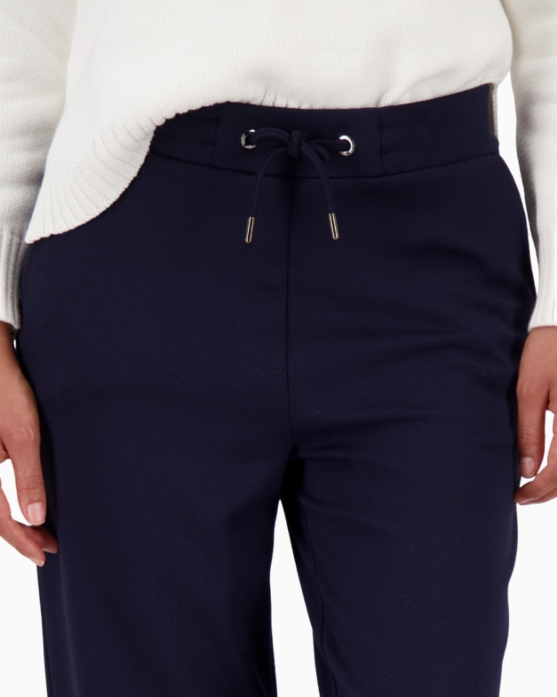 Close-up of rib texture and adjustable waistband tie