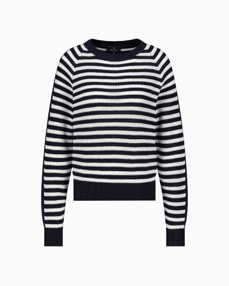Monari striped jumper navy and off white of knit texture – Áines Boutique