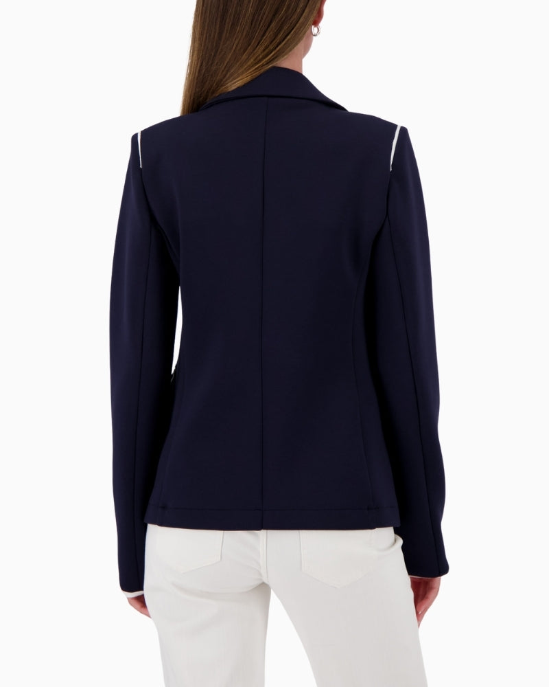 Monari sweat blazer navy back view showing structured shape – Áines Boutique