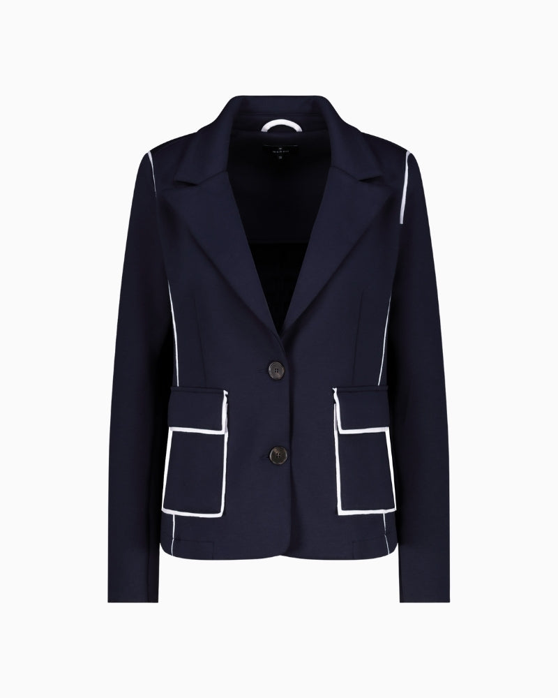 Monari sweat blazer navy with lapel detail – Áines Boutique