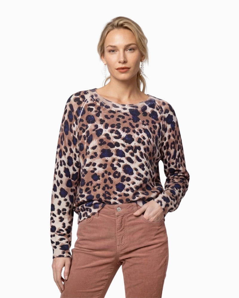 Monari Allover Leopard Print Jumper front view