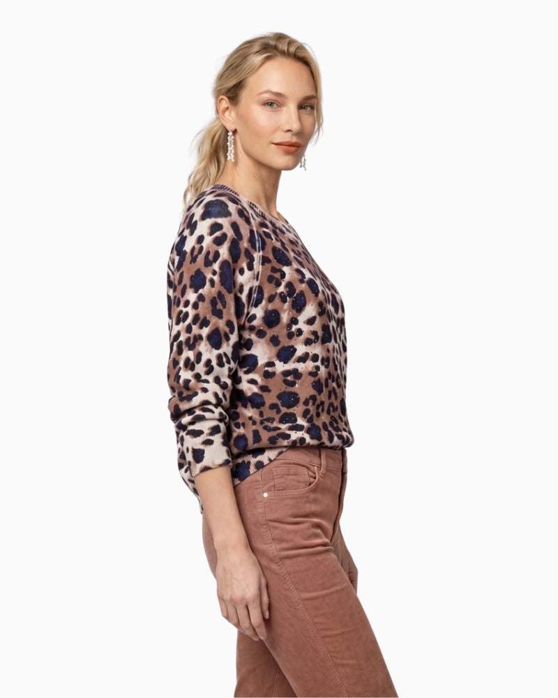 Monari Allover Leopard Print Jumper side view