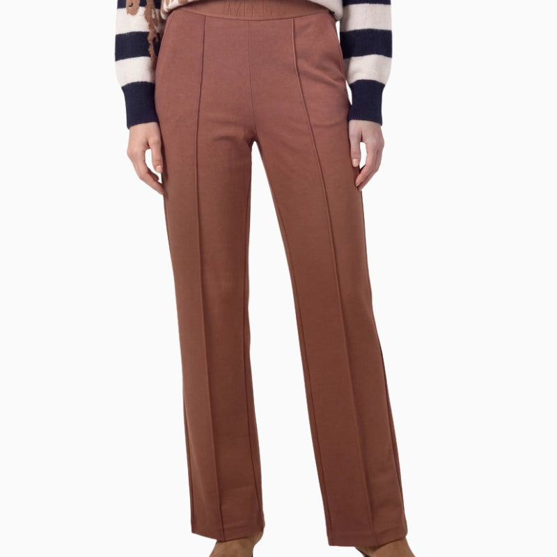Monari Basic Straight-Fit Trousers in light brown front view