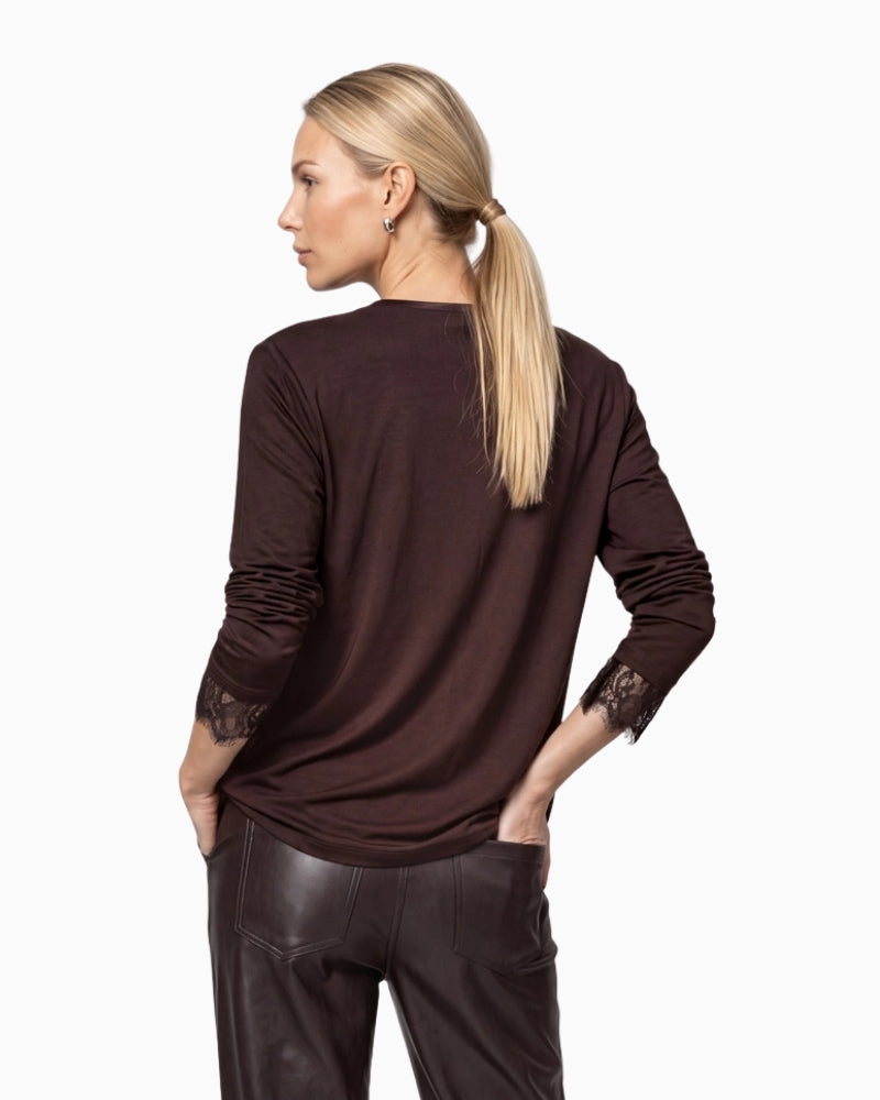 Monari Blouse in dark brown back view