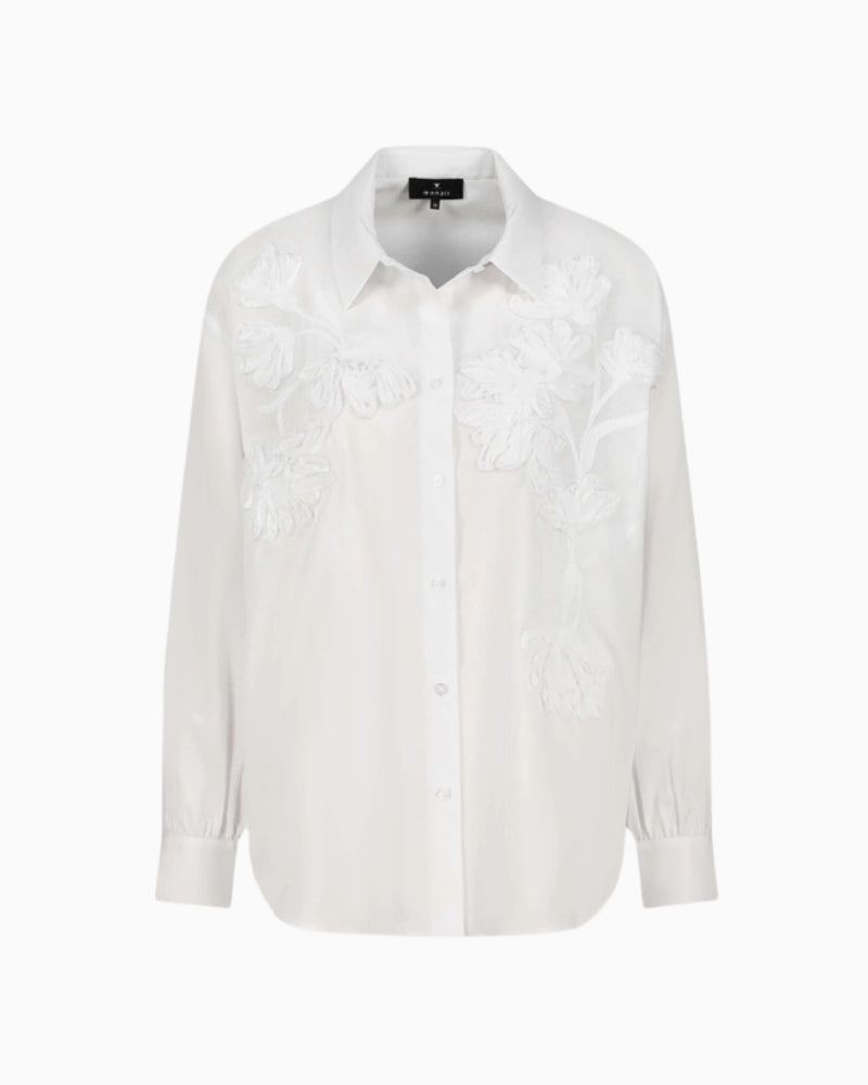 Monari Blouse with Flower Embroidery white flower embroidery detail