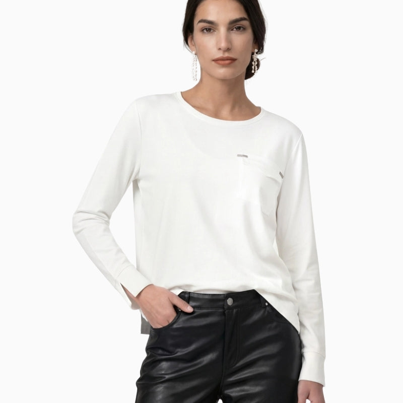 Monari Blouse with Jewellery Details in off white slit cuff detail