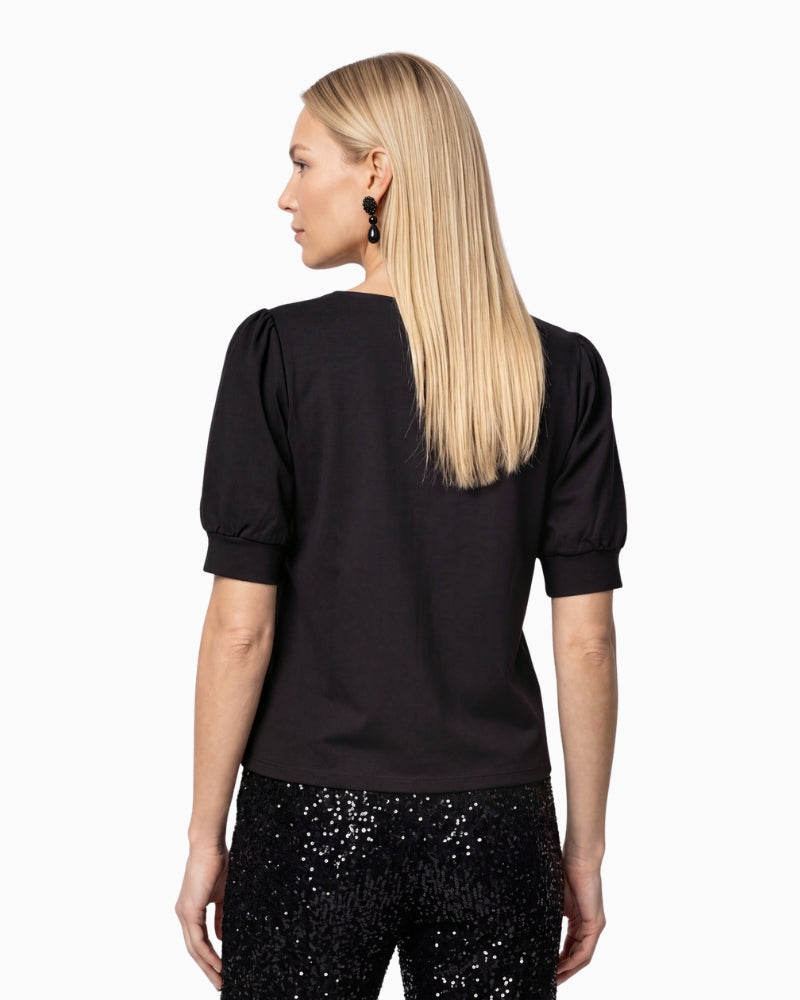 Monari Bow Detail Sweatshirt in Black back view