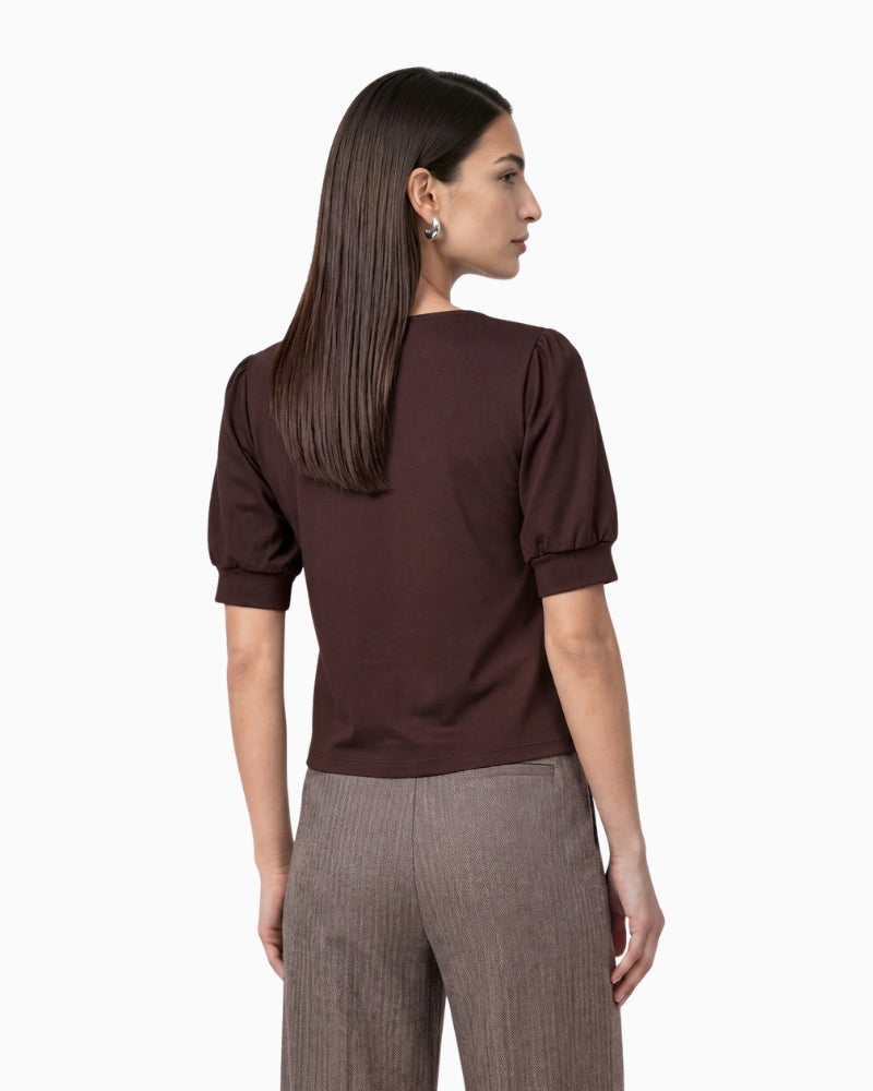 Monari Bow Detail Sweatshirt in Dark Brown back view