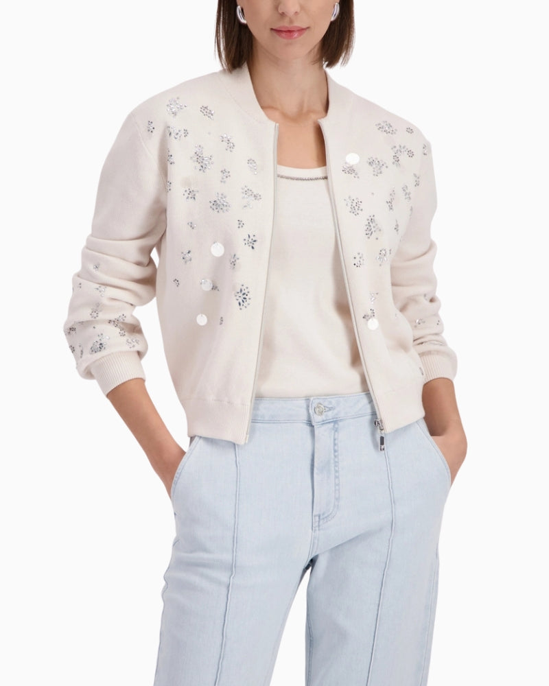 Monari Cardigan With Embellishments front view – Áines Boutique