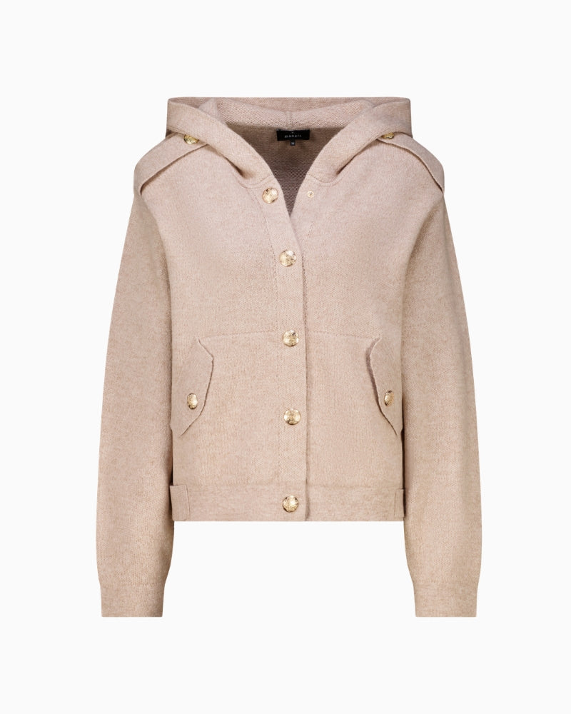 Monari Cardigan with Decorative Buttons in light beige knit detail