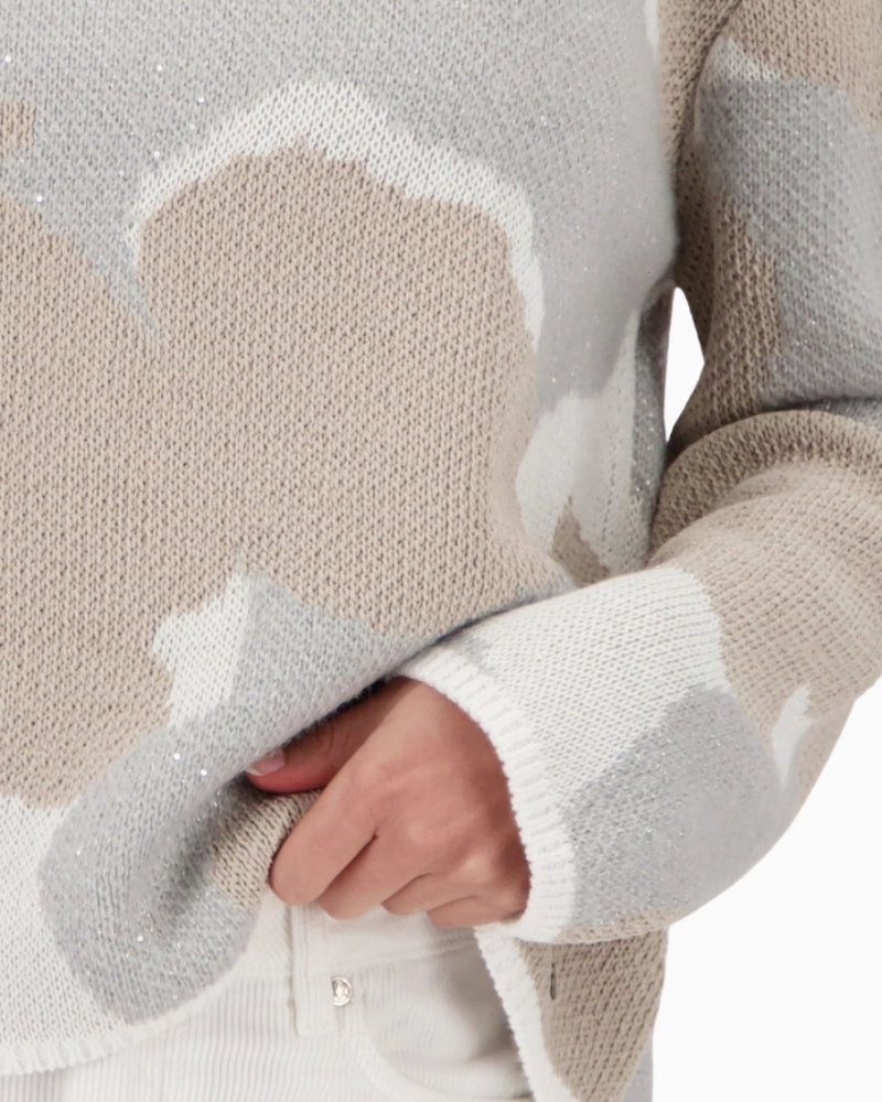 Monari knit sweater with cloud pattern close-up of jacquard and sequins – Áines Boutique