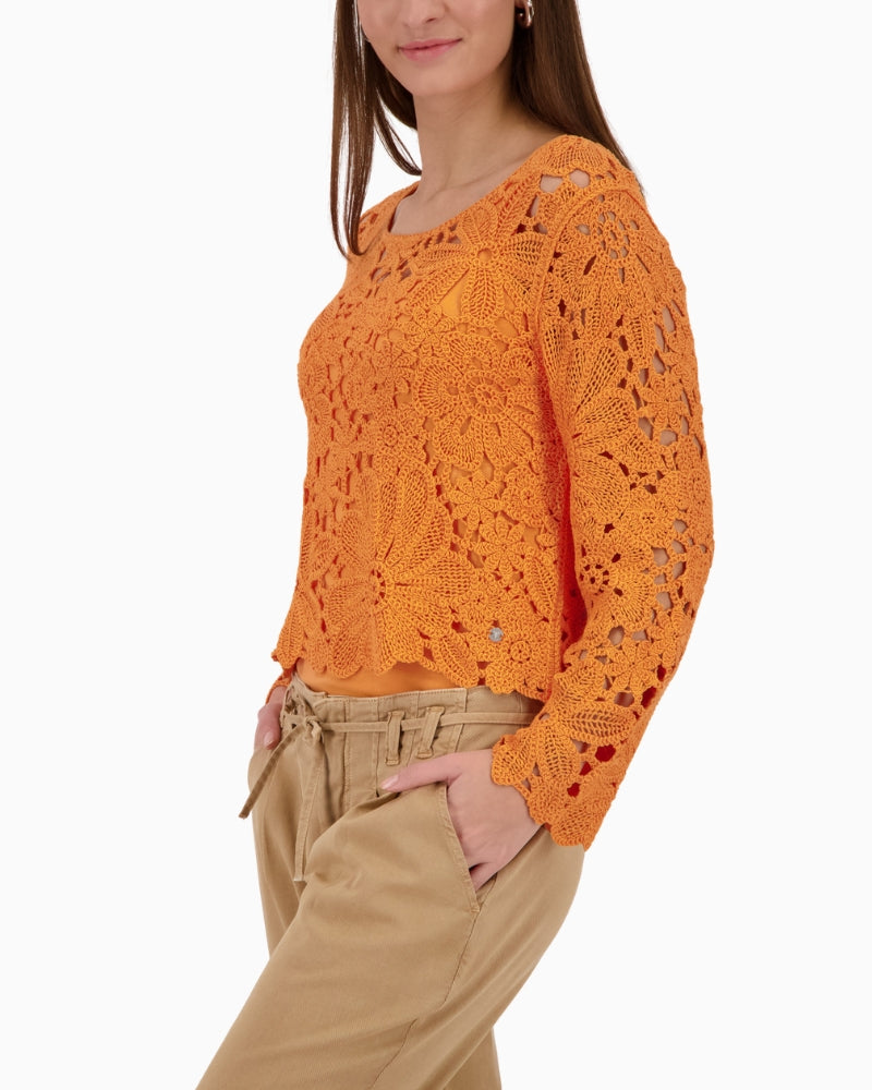 Monari cornelly crochet jumper side view woman wearing – Áines Boutique