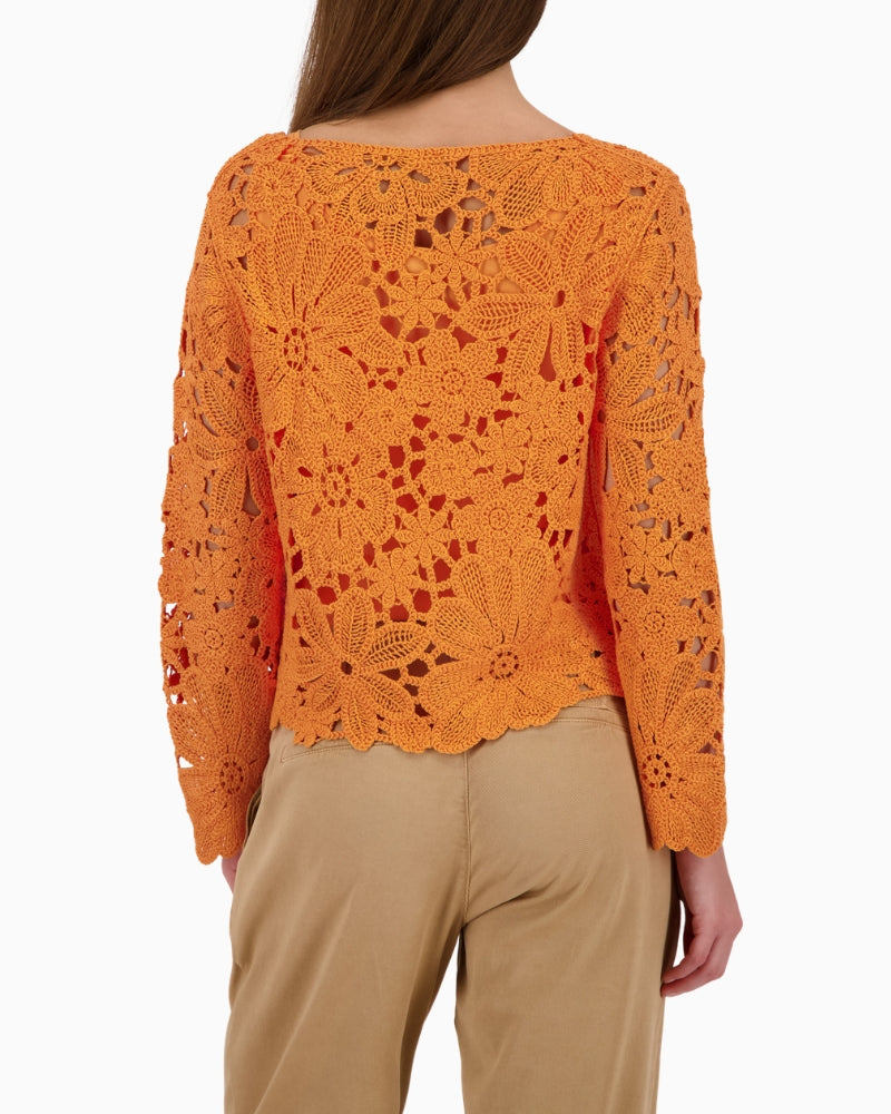 Monari cornelly crochet jumper back view woman wearing – Áines Boutique