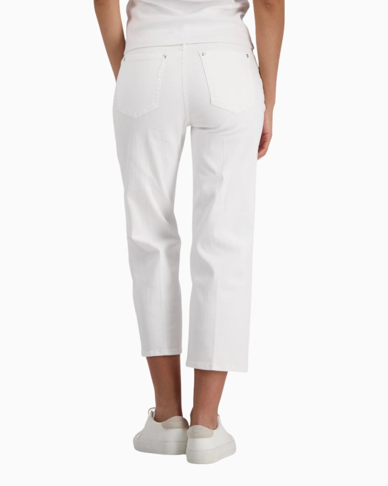 Monari Culotte Jeans with Rhinestone Detailing in cream back view