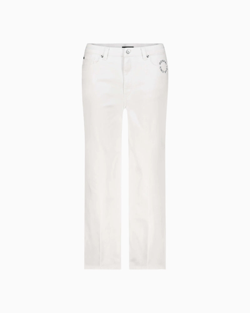 Monari Culotte Jeans with Rhinestone Detailing in cream front view