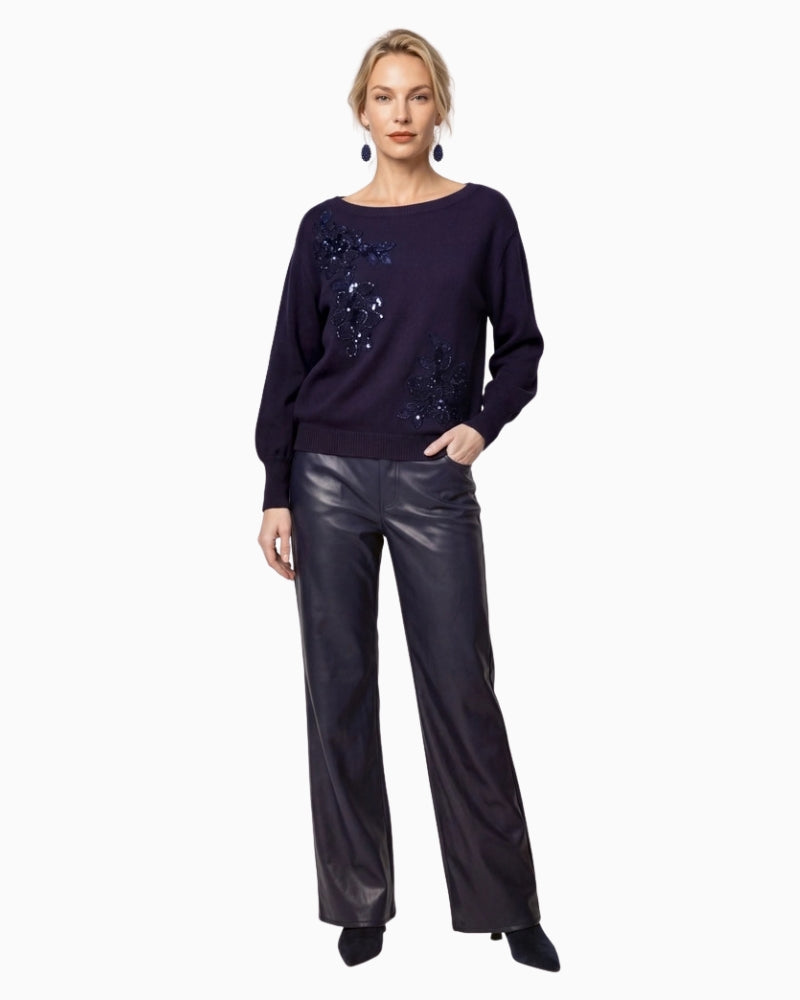 Monari Decorative Applications Jumper in navy styled view