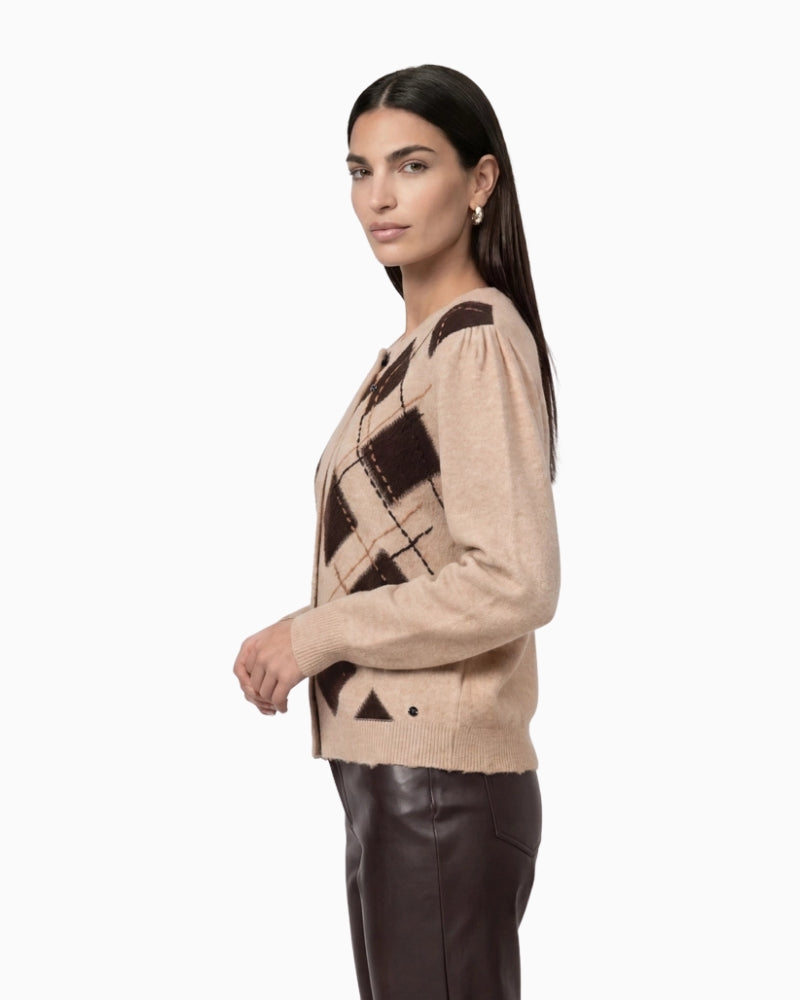 Monari Diamond Cardigan in light beige side view
