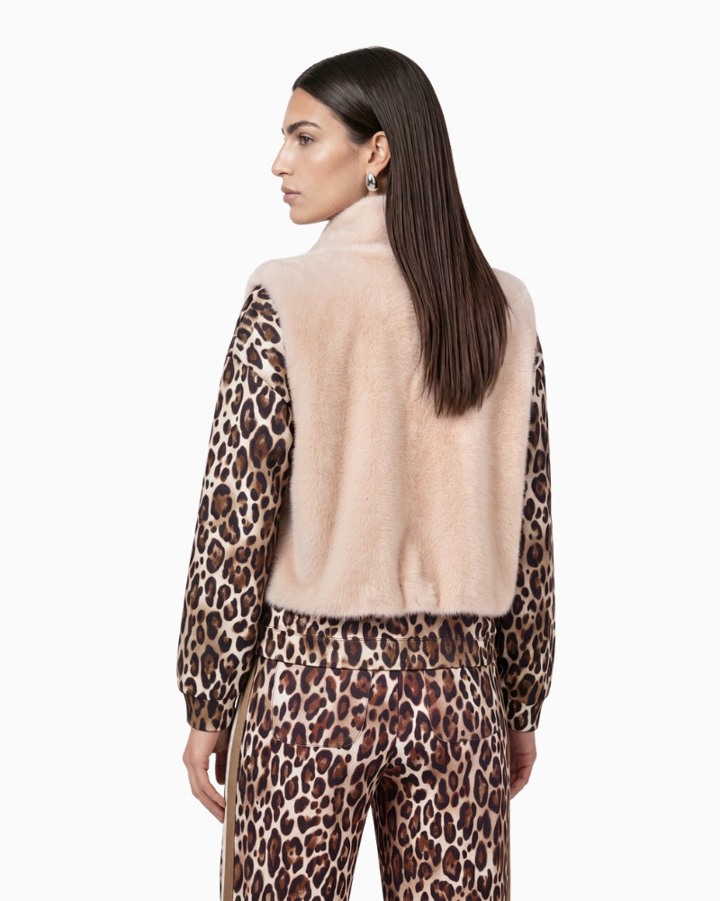 Monari Faux Fur Vest in light beige back view