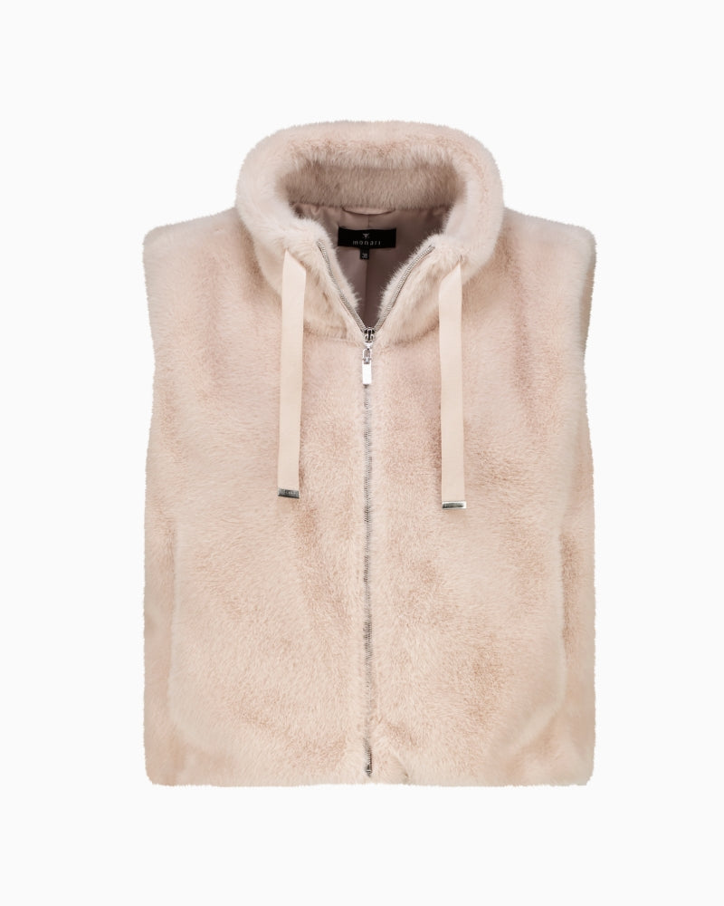 Monari Faux Fur Vest in light beige faux fur detail