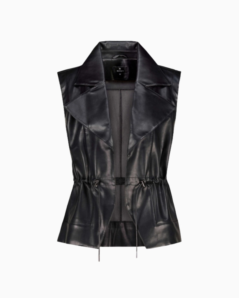 Monari Faux Leather Vest in Black faux leather detail