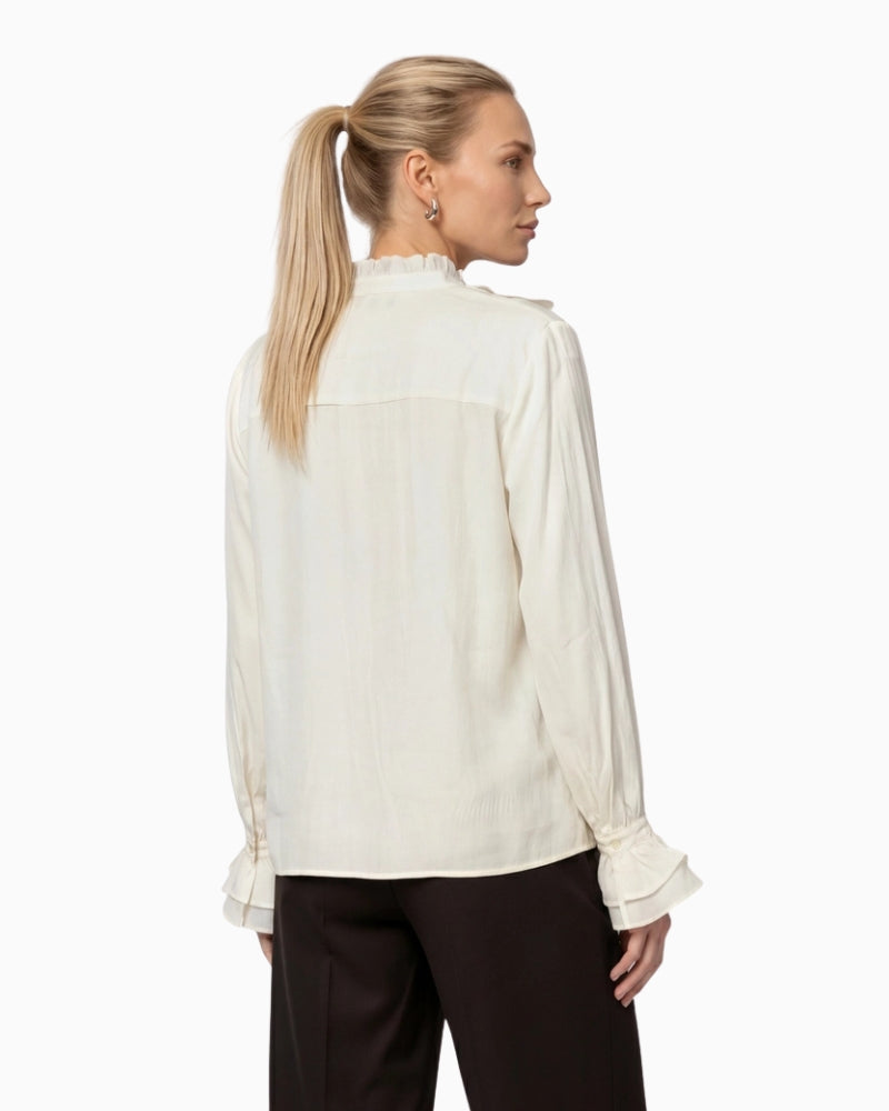 Monari Flounce Blouse in cream back view