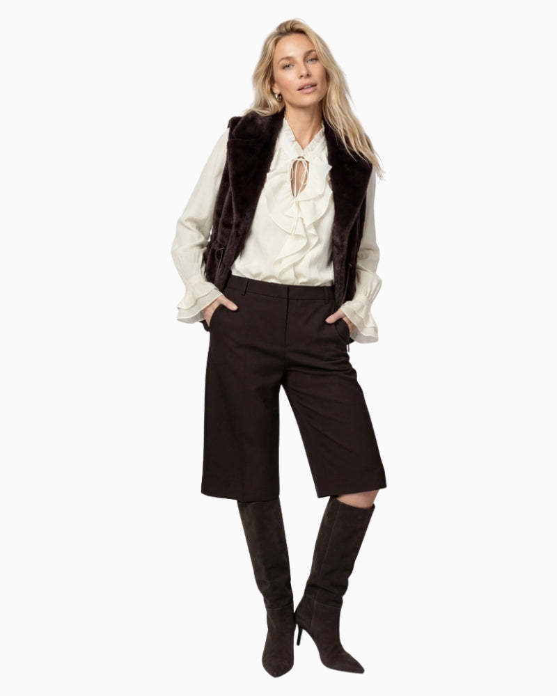 Monari Flounce Blouse in creams styled view