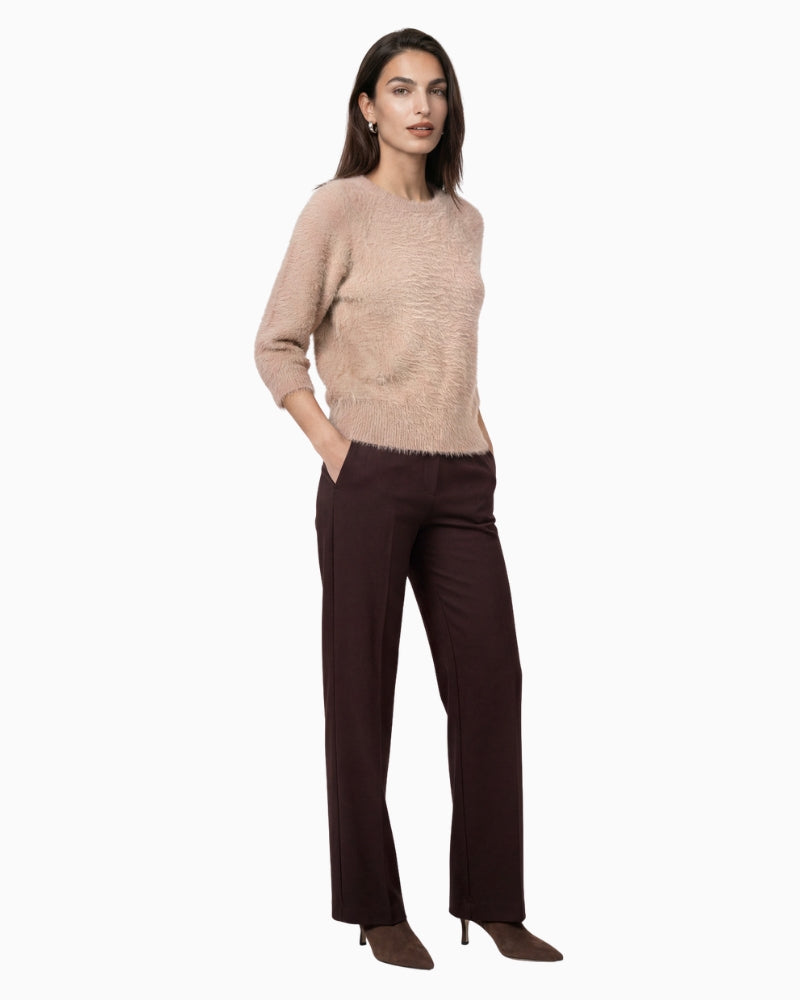 Monari Fluffy Jumper in light beige styled view
