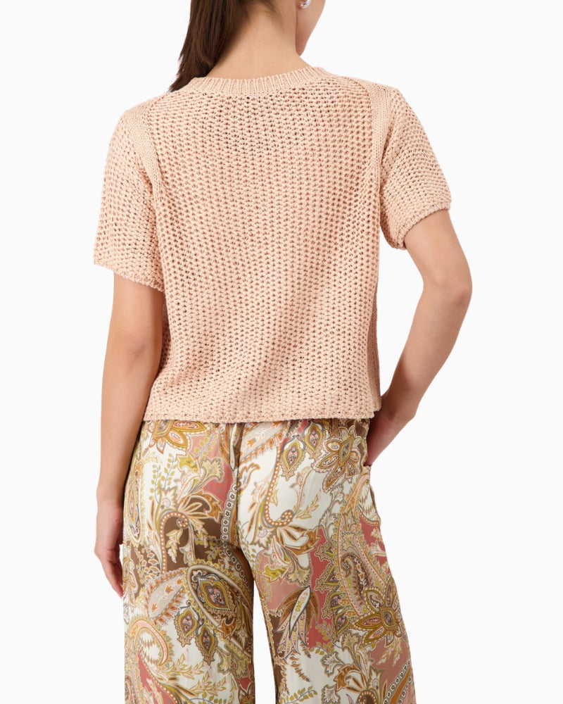 Monari Honeycomb Knit Sweater in peach back view